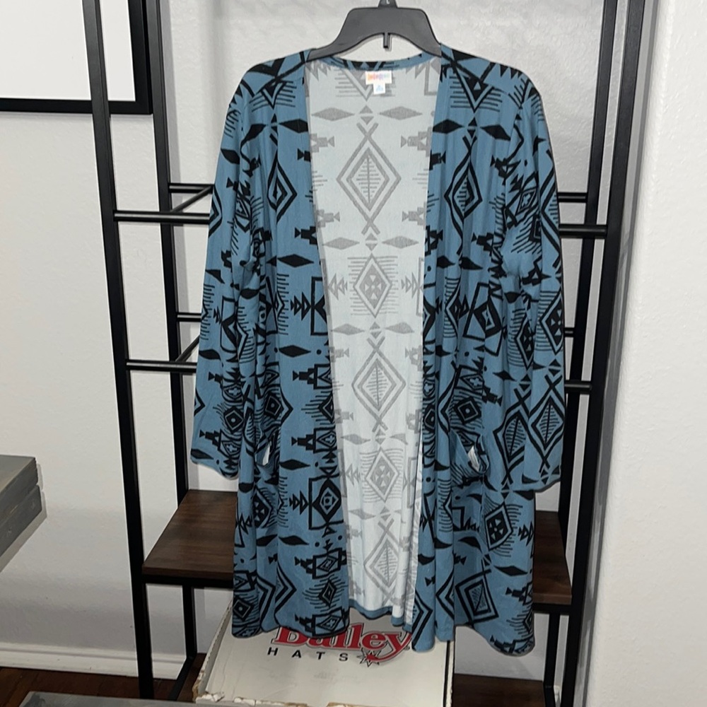 LuLaRoe blue and black cardigan, size XL!